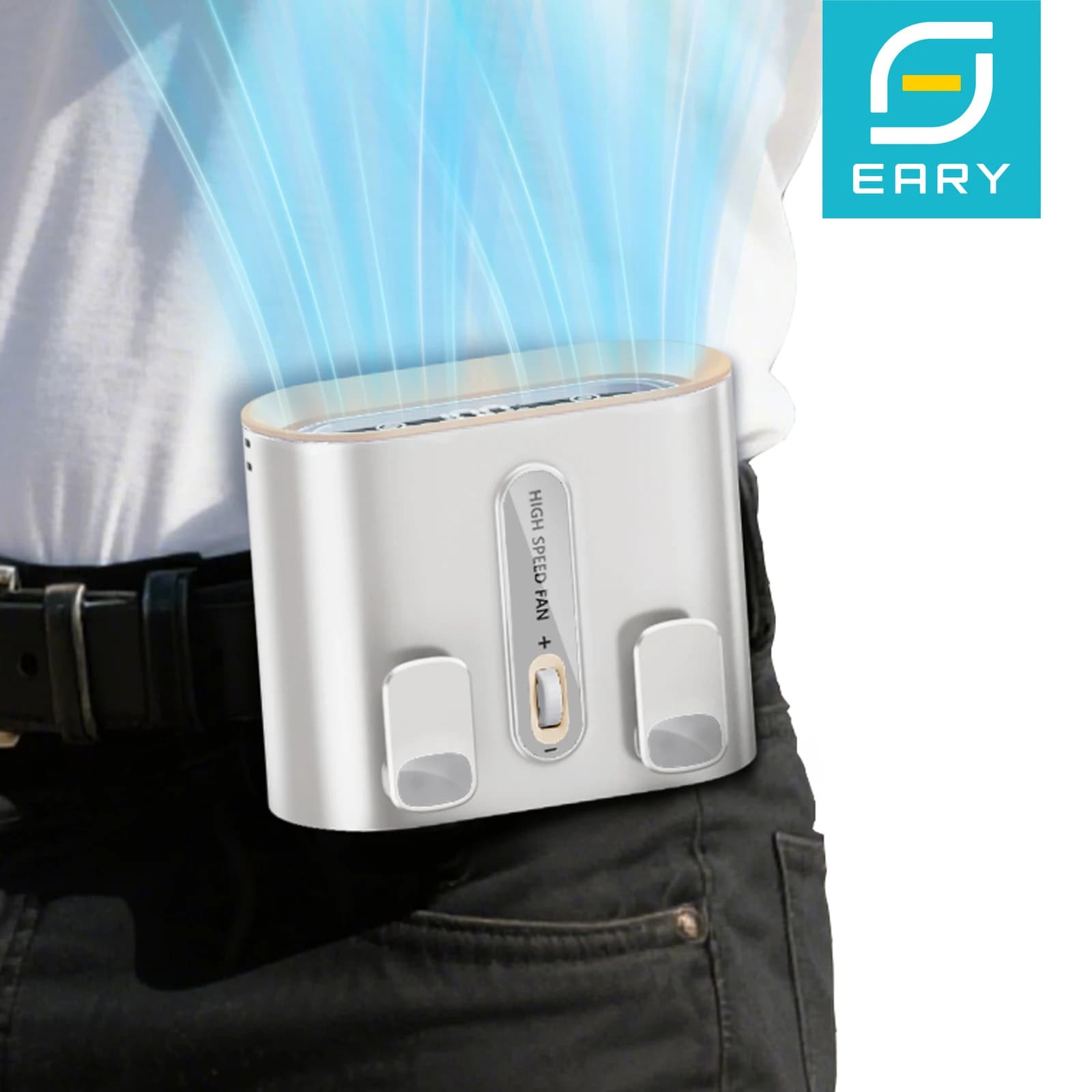 Portable Waist Clip Fan 6000mAh - 100-Speed Turbo with Power Bank