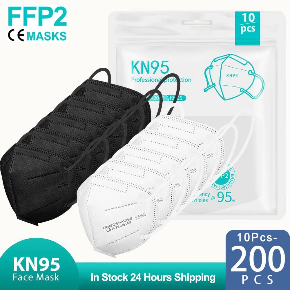 KN95 Face Masks 5-Layer Protective Respirator - CE Certified, Black
